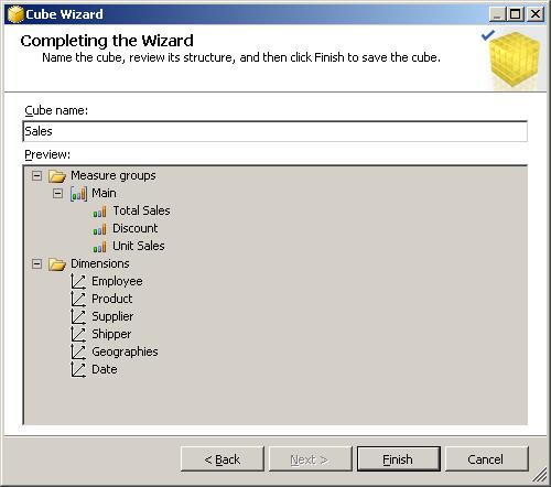 Cube Wizard AS2008 Finish page