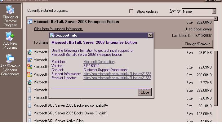 Lookup BizTalk Version Info