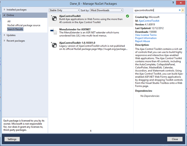 Once you've installed it open the page you want to play the slide show on and add the Toolkit Script Manager and an ASP.NET Image control.