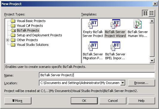 New Project dialogue