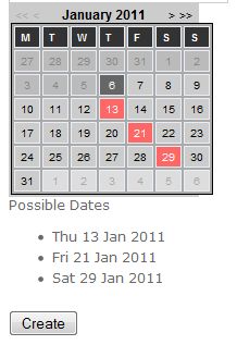 Calendar control