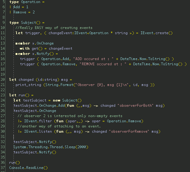 F# Observer Pattern Code