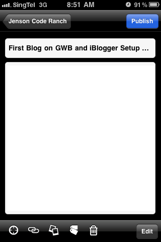 Tap on "+" to create a new blog entry