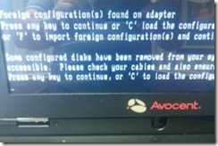 Foreign configuration found - press 'C' to load config