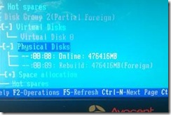 Foreign disk is reported in bay 9