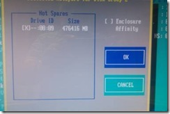 Select hot spare to bring into RAID 1 mirror set