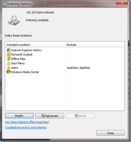 Indexing Options Windows 7 Indexing Options Windows 7