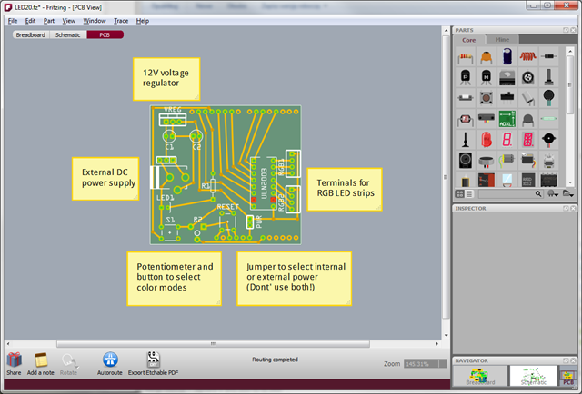 Fritzing - PCB view