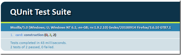 QUnit output