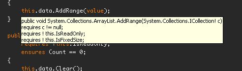 Spec# Intellisense