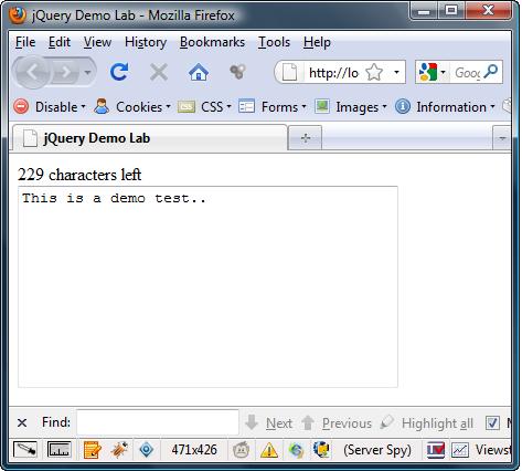 Jquery text box limit demo