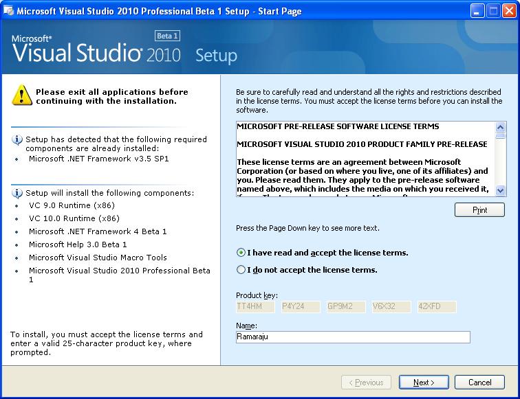 Step By Step Installing Visual Studio 2010