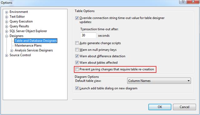 Enable Table Design Changes