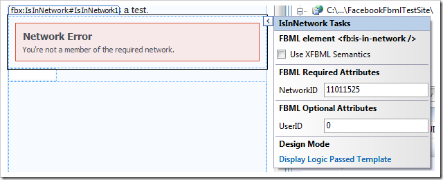 An fb:is-in-network control displaying its error state.