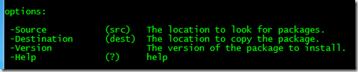 options available with the custom command