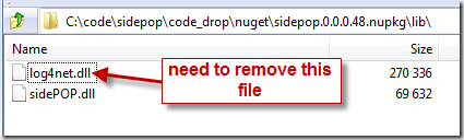 Whoops! Got log4net in my package. Dude! Got log4net in my package