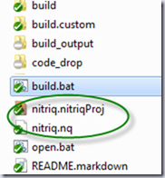 Nitriq - two required project files shows nitriq.nitriqProj and nitriq.nq