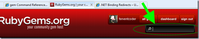search box on RubyGems.org search box on RubyGems.org