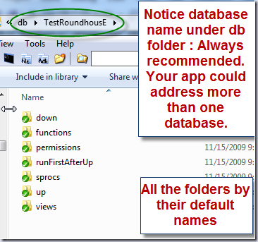 Database name is always in source control before the scripts