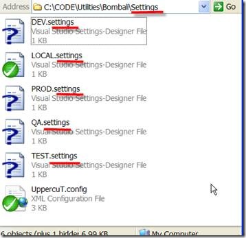 A folder showing all of the settings files.