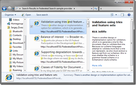Windows 7 Federated Search sample provider Windows 7 Federated Search sample provider