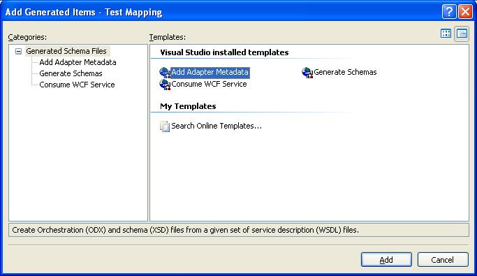 BizTalk 2009 ODBC Adapter Schema Generation - Add