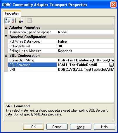 BizTalk 2009 ODBC Adapter Receive Location - Updated Transport Properties