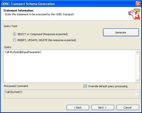 BizTalk 2009 ODBC Adapter Schema Generation with Paramters - ODBC Statement Information