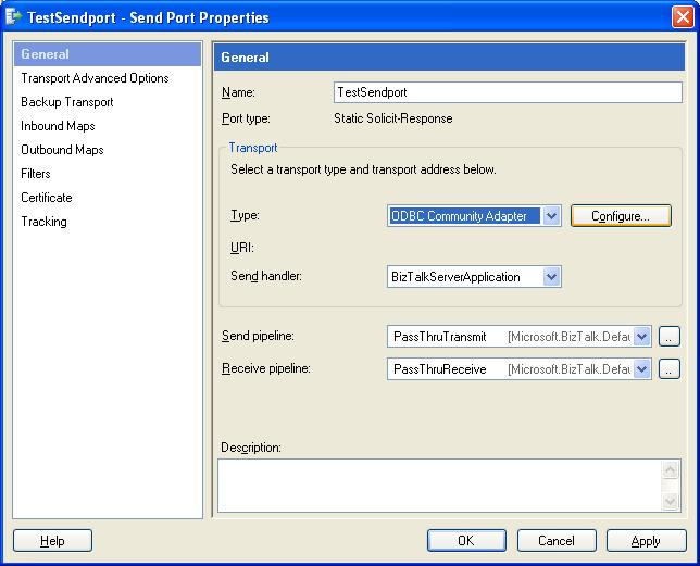 BizTalk 2009 ODBC Adapter Send Port - Properties