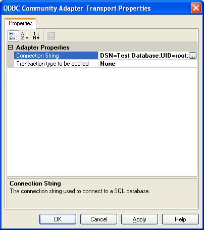 BizTalk 2009 ODBC Adapter Send Port - Updated Transport Properties