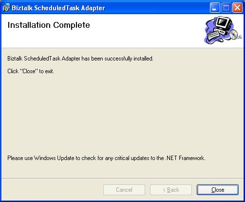BizTalk 2009 Scheduled Task Adapter - Installation Complete