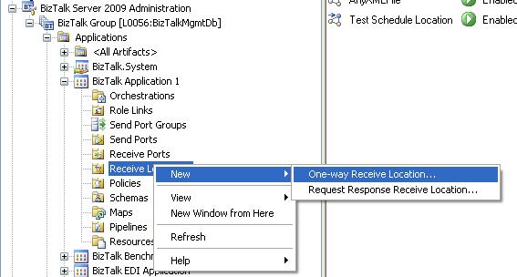 BizTalk 2009 Scheduled Task Adpater Receive Location - Add