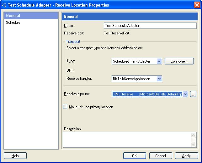 BizTalk 2009 Scheduled Task Adpater Receive Location - Properties
