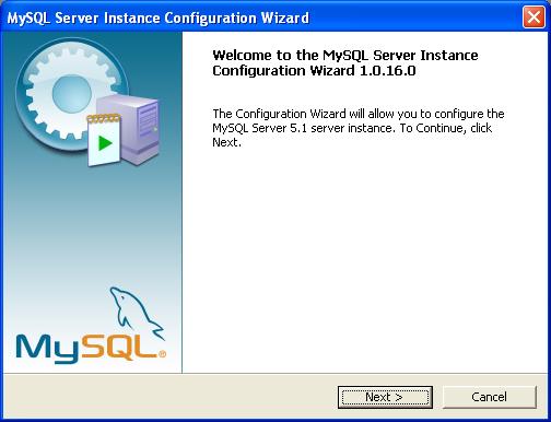 MySQL Configuration - Splash Screen