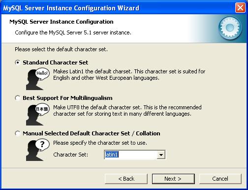 MySQL Configuration - Character Set