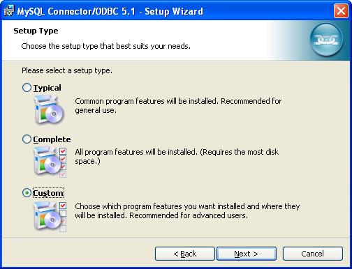 MySQL ODBC Data Connector - Setup Type