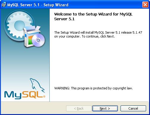 MySQL Installation - Splash Screen