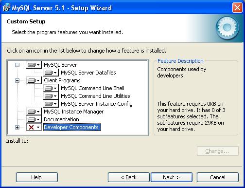 MySQL Installation - Custom Setup