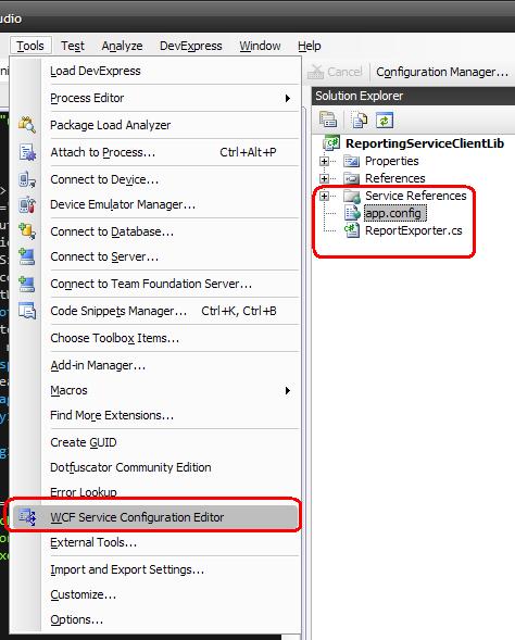 Open WCF Service Configuration Editor