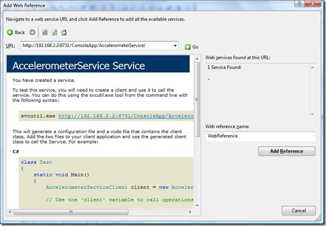 adding reference to service adding reference to service