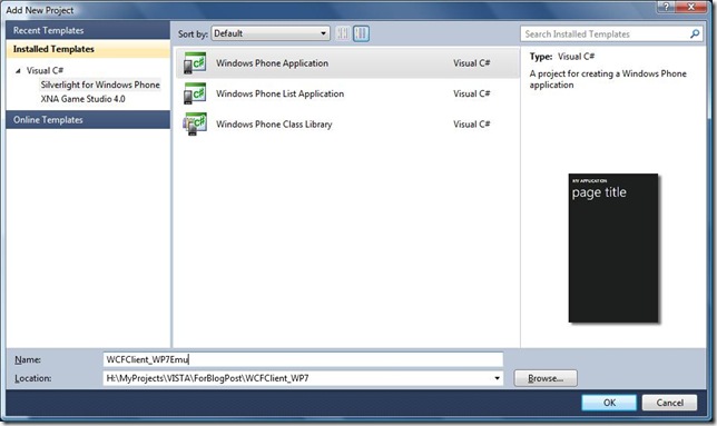 sl app wp7 project creation sl app wp7 project creation