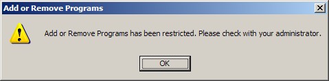 Add or Remove Programs restricted