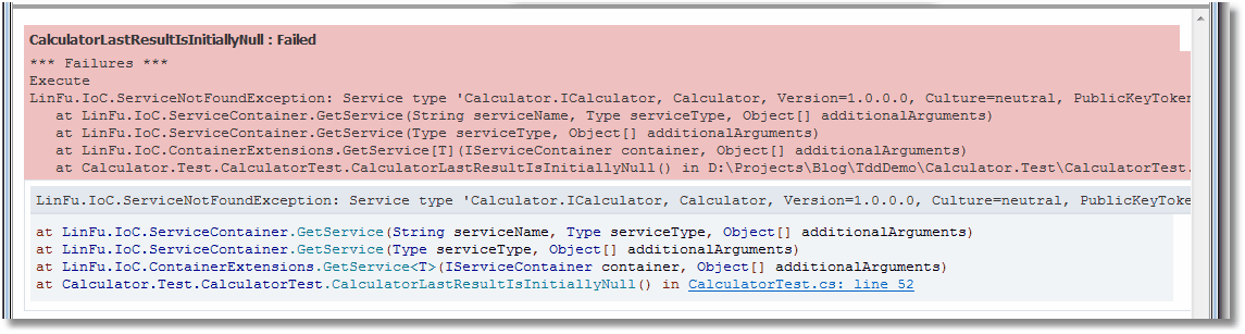 TestOutcomeNoServiceFound