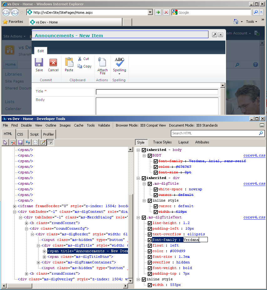 Internet Explorer Developer Toolbar