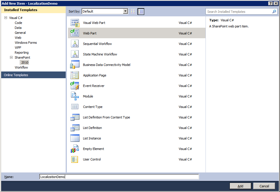 Add New Web Part