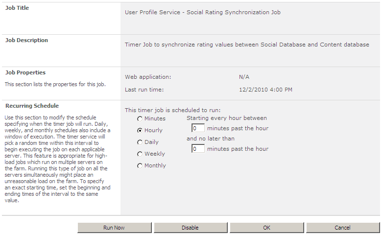 User Profile Service Application – Social Rating Synchronization Job