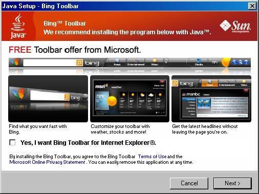 Java... now with Bing?