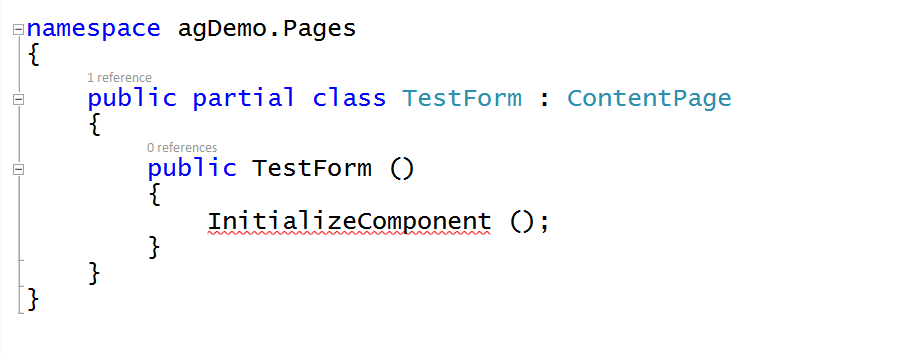 the name contentpage does not exist xamarin visual studio