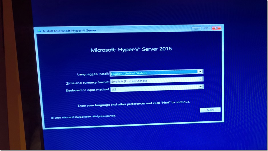 Microsoft Hyper-V Server 2016 Microsoft Hyper-V Server 2016