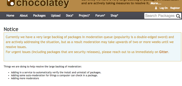 Notice on Chocolatey.org Notice on Chocolatey.org